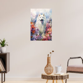 Samoyed kleurrijke waterverf kunstwerk poster