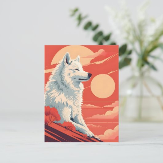 Samoyed  kunst briefkaart (Staand voorkant)