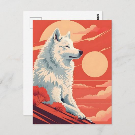 Samoyed  kunst briefkaart (Voorkant / Achterkant)