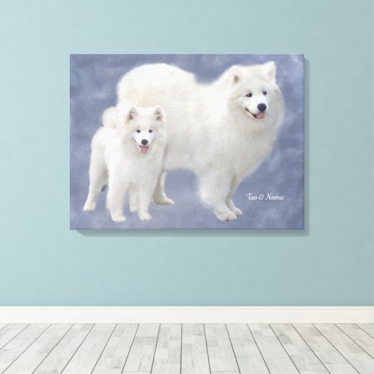 Samoyed kunst verpakt canvas 24x18" (Insitu (Houten vloer))