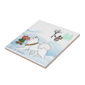 Samoyed laat het keramische tegel sneeuwen tegeltje (Zijkant)