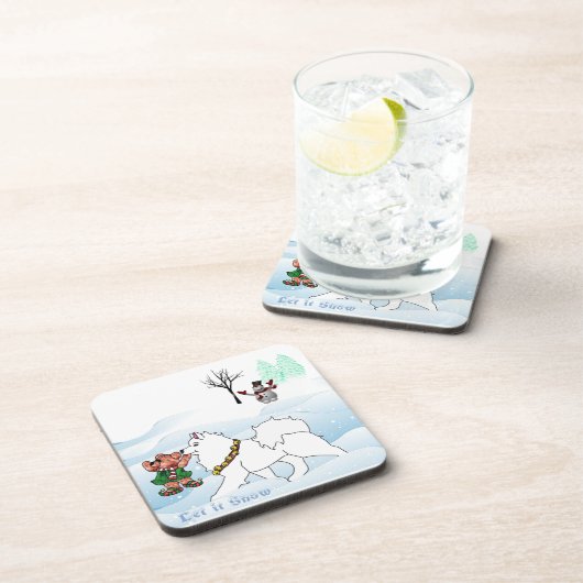 Samoyed laat het Onderzetters sneeuwen (Rechterzijde)