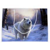 Samoyed Laat het Sneeuwen Kerstmis Groot Cadeauzakje (Voorkant)
