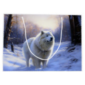 Samoyed Laat het Sneeuwen Kerstmis Groot Cadeauzakje (Achterkant)