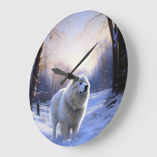 Samoyed Laat het sneeuwen Kerstmis Grote Klok (Hoek)