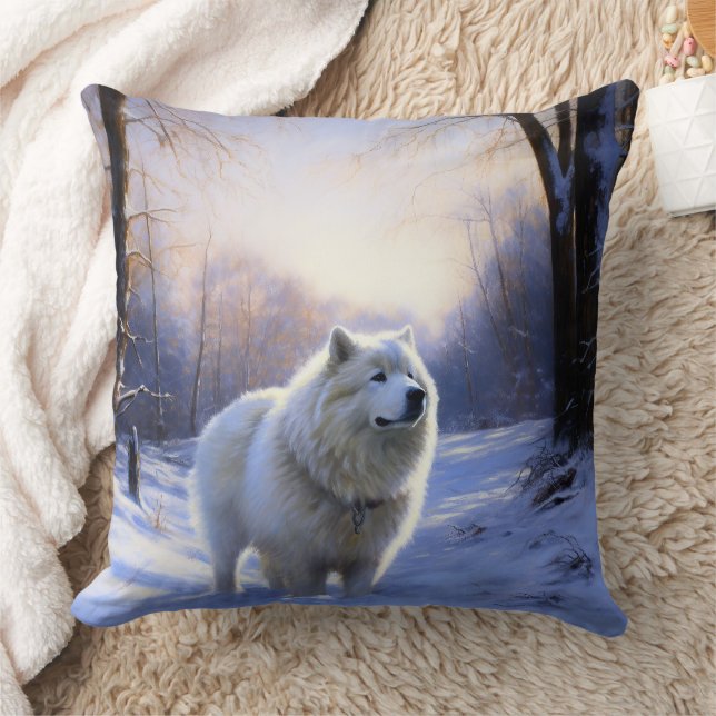 Samoyed Laat het Sneeuwen Kerstmis Kussen (Deken)