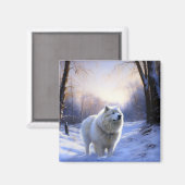 Samoyed Laat het Sneeuwen Kerstmis Magneet (Voorkant / Achterkant)