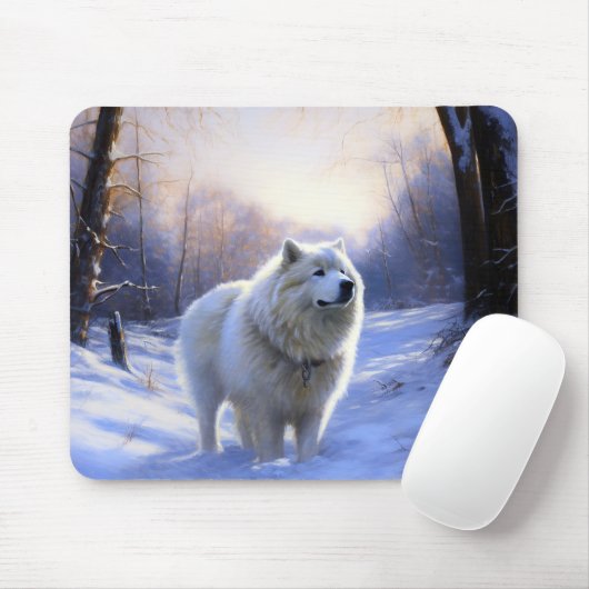 Samoyed Laat het Sneeuwen Kerstmis Muismat (Met muis)