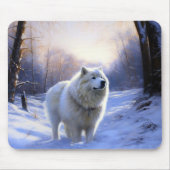 Samoyed Laat het Sneeuwen Kerstmis Muismat (Voorkant)