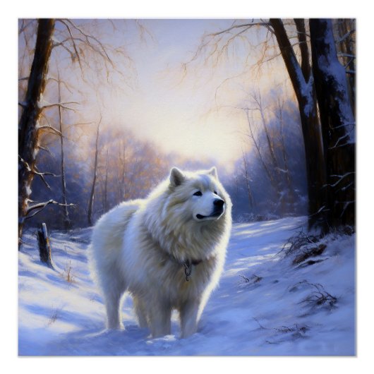 Samoyed Laat het sneeuwen Kerstmis Perfect Poster (Voorkant)