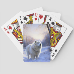 Samoyed Laat het sneeuwen Kerstmis Pokerkaarten