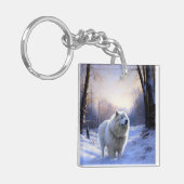 Samoyed Laat het sneeuwen Kerstmis Sleutelhanger (Voorkant Links)