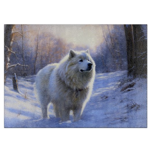 Samoyed Laat het Sneeuwen Kerstmis Snijplank (Voorkant)