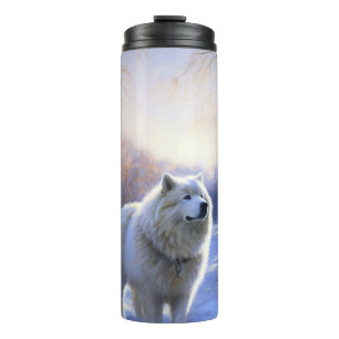 Samoyed Laat het Sneeuwen Kerstmis Thermosbeker