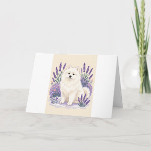 Samoyed Lavendel Winterdroom Wenskaart Kaart