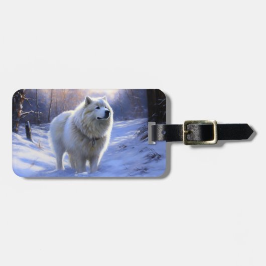 Samoyed liet het sneeuwen Kerstmis Bagagelabel (Voorkant horizontaal)