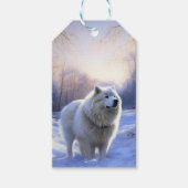 Samoyed liet het sneeuwen Kerstmis Cadeaulabel (Voorkant)