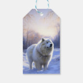 Samoyed liet het sneeuwen Kerstmis Cadeaulabel (Achterkant)