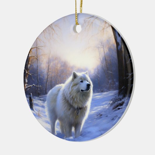 Samoyed liet het sneeuwen Kerstmis Keramisch Ornament (Links)