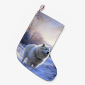 Samoyed liet het sneeuwen Kerstmis Kleine Kerstsok (Voorkant (Hangend))