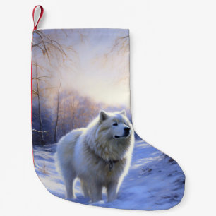 Samoyed liet het sneeuwen Kerstmis Kleine Kerstsok