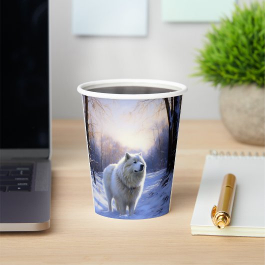 Samoyed liet het sneeuwen Kerstmis Papieren Bekers (Insitu)