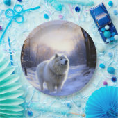 Samoyed liet het sneeuwen Kerstmis Papieren Bordje (Feest)