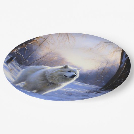 Samoyed liet het sneeuwen Kerstmis Papieren Bordje (Gekanteld)