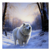Samoyed liet het sneeuwen Kerstmis Perfect Poster (Voorkant)
