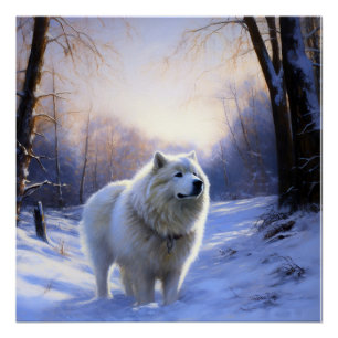 Samoyed liet het sneeuwen Kerstmis Perfect Poster