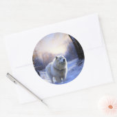 Samoyed liet het sneeuwen Kerstmis Ronde Sticker (Envelop)