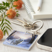 Samoyed liet het sneeuwen Kerstmis Sleutelhanger (Voorkant Rechts)