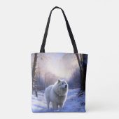 Samoyed liet het sneeuwen Kerstmis Tote Bag (Achterkant)