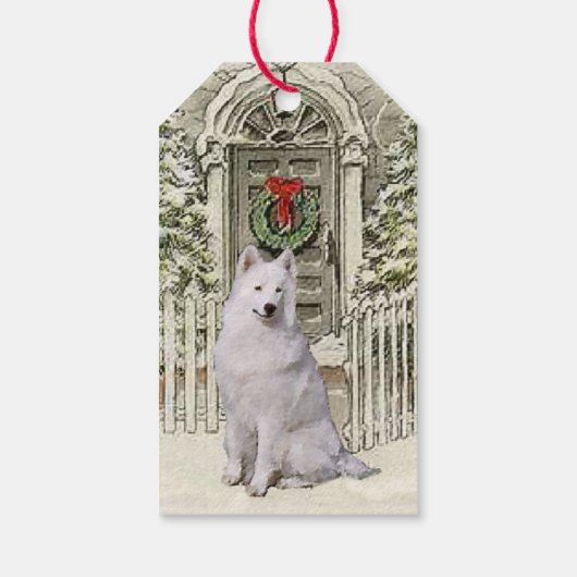 Samoyed Lovers Kerstmis Cadeaulabel (Achterkant)