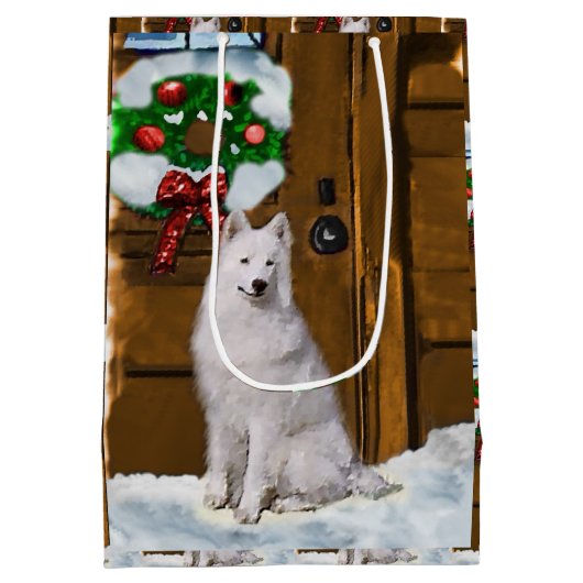 Samoyed Lovers Kerstmis Medium Cadeauzakje (Achterkant)