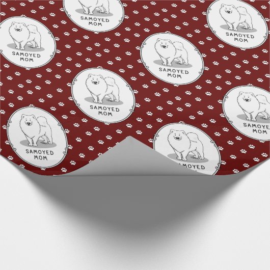 Samoyed mam (wit) Cute Fun Dog mama Cadeaupapier (Hoek)
