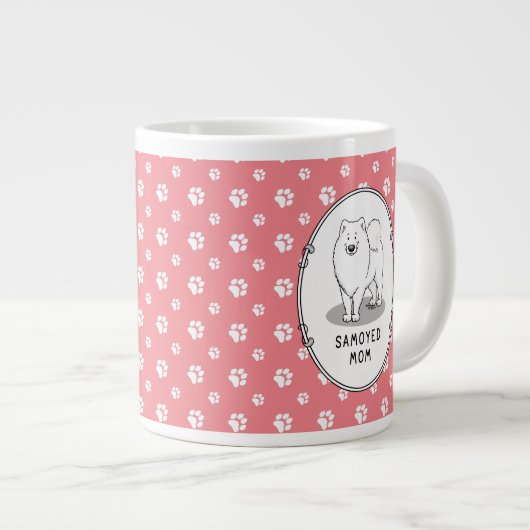 Samoyed mam (wit) Cute Fun Dog mama Grote Koffiekop (Voorkant rechts)