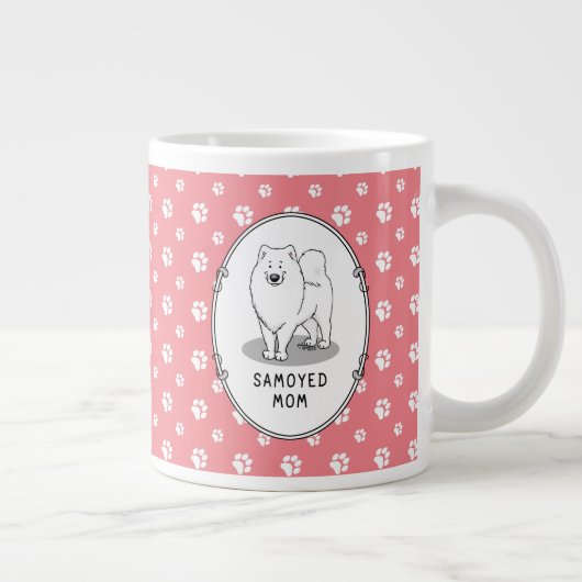 Samoyed mam (wit) Cute Fun Dog mama Grote Koffiekop (Rechts)