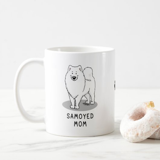 Samoyed mam (wit) Cute Fun Dog mama Koffiemok (Met donut)