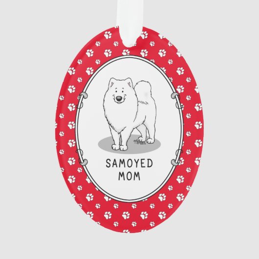 Samoyed mam (wit) Cute Fun Dog mama Ornament (achterkant)