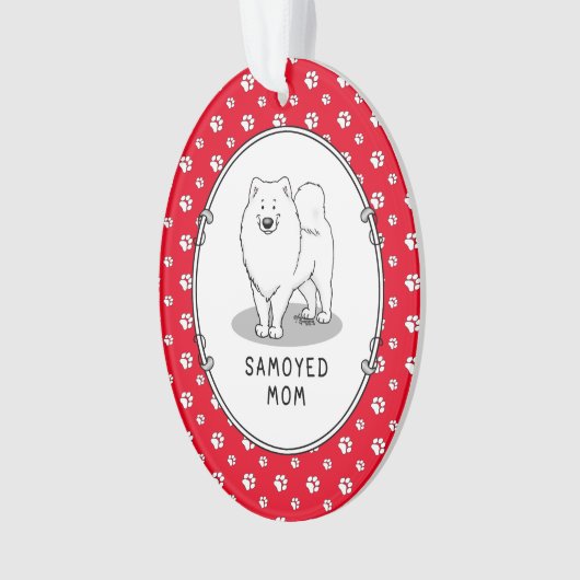 Samoyed mam (wit) Cute Fun Dog mama Ornament (voorkant)