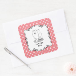 Samoyed mam (wit) Cute Fun Dog mama Vierkante Sticker
