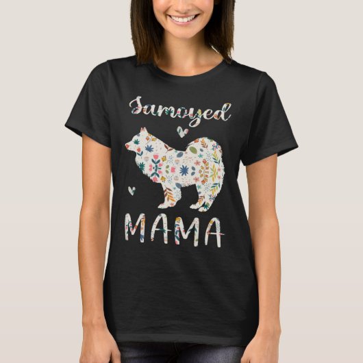 Samoyed Mama Floral Dog Mam Love T-shirt (Voorkant)