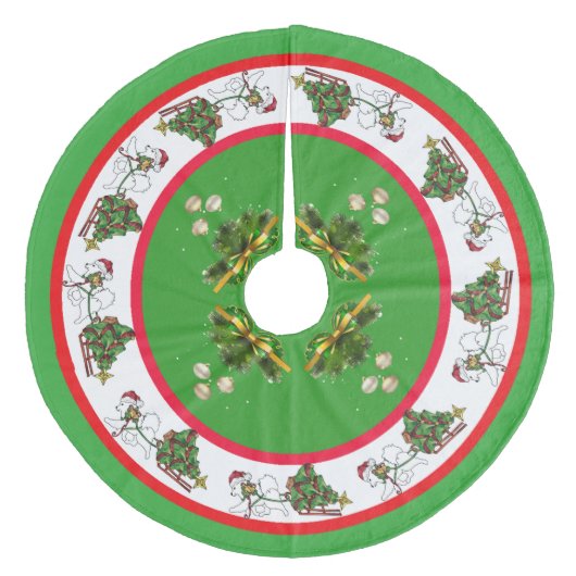 Samoyed met aangepaste boomrokken, koraal fleece kerstboom rok (Voorkant)