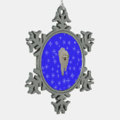Samoyed met Blue, Snowy Pewter Snowflake Ornament (Links)