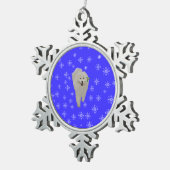 Samoyed met Blue, Snowy Pewter Snowflake Ornament (Rechts)