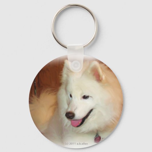Samoyed, met Digital Oil Painting Effects, key Sleutelhanger (Voorkant)