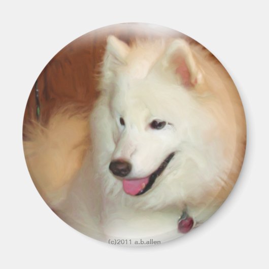 Samoyed met digitale olieverfschilderij effecten m magneet (Voorkant)