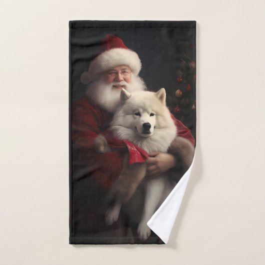 Samoyed met kerstman Feestelijke kerst Bad Handdoek (Handdoek)