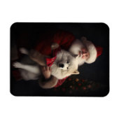 Samoyed met kerstman Feestelijke Kerst Magneet (Horizontaal)